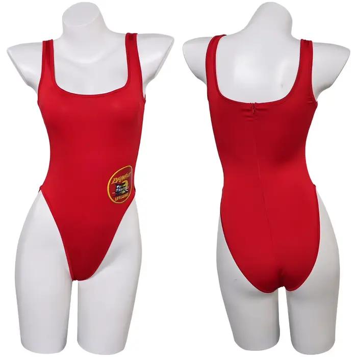 Montre Baywatch C.J. Maillot de bain rouge sexy pour femme, costume de cosplay, maillot de bain femme, vêtements de plage d'été, tenues de carnaval d'Halloween, trempé