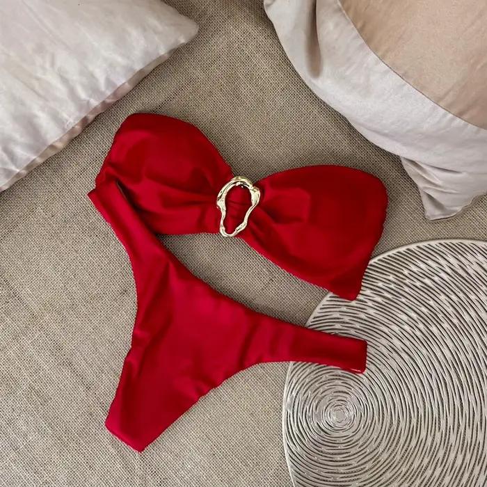 Bikini bandeau push-up pour femme