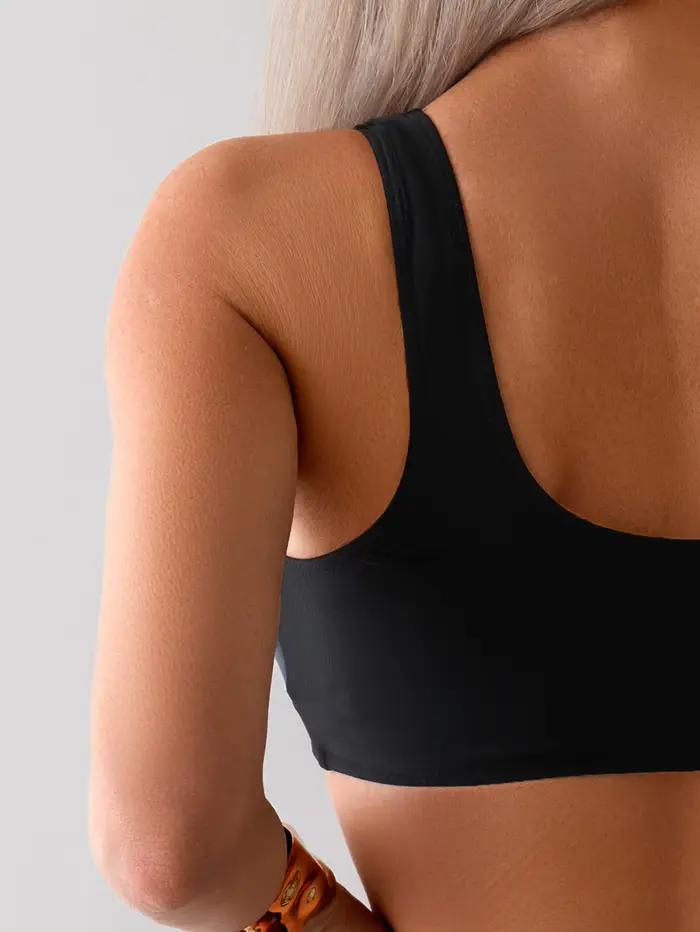 Bikini Sportif Deux Pièces Femme Blocs de Couleurs Taille Haute Plage Vacances Activités Nautiques