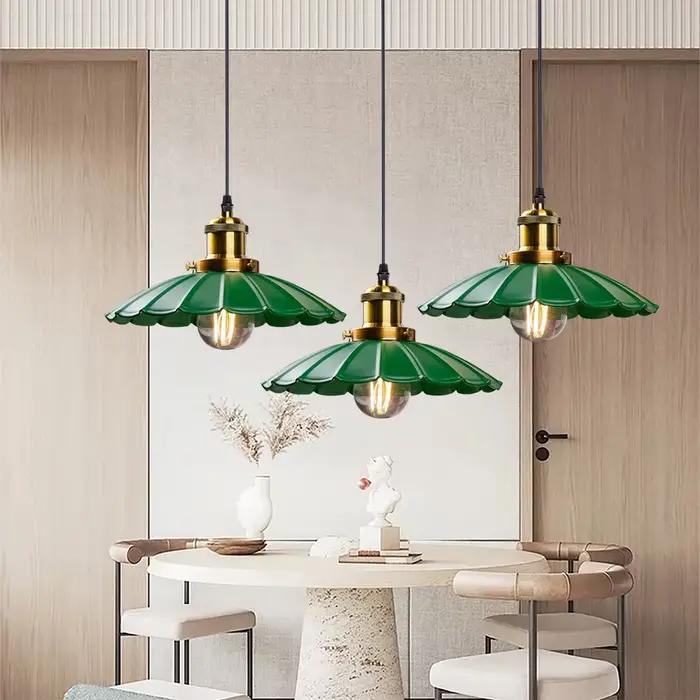 Plafonnier suspendu moderne doré avec lanterne verte, design suspendu pour cuisine, île, chambre à coucher
