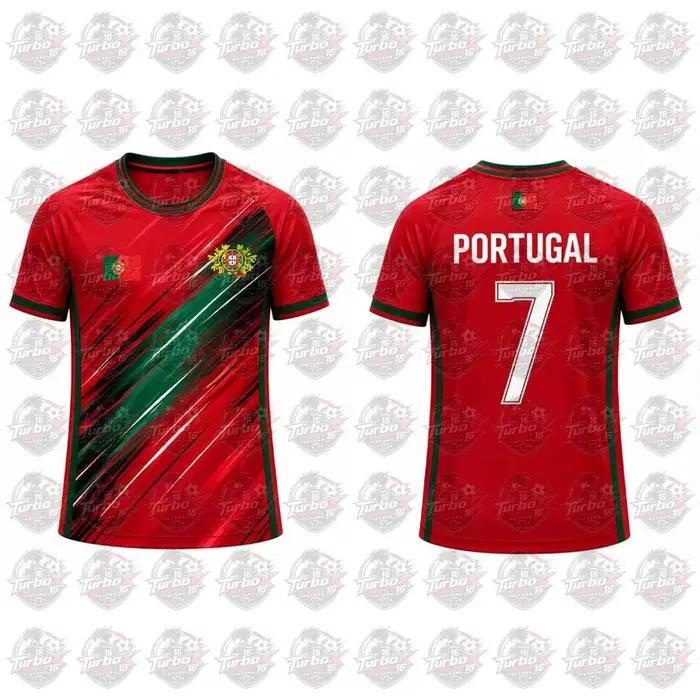 Maillot de football pour homme avec imprimé drapeau du Portugal 2026, T-shirt de sport respirant et à séchage rapide, unisexe, décontracté, cadeau pour les fans, hauts d'été