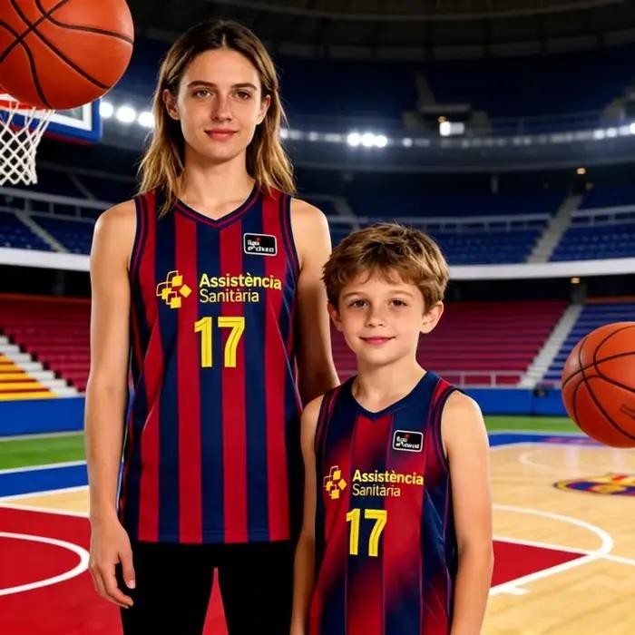 Nouveau Maillot de Basketball 2026 Barcelone pour Hommes et Femmes – Gilet Sportif Respirant à Séchage Rapide pour Entraînement de Basketball, Tenue Familiale et T-shirts pour Enfants