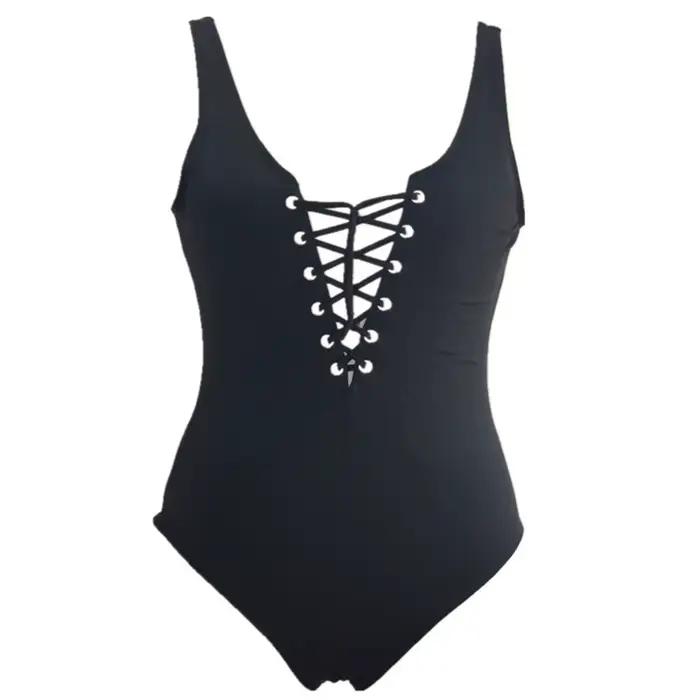 Maillot de bain dos nu pour femme junior style plage push up avec détails bandage polyester élasthanne été 2024 ensemble de bikinis sans fil tricoté