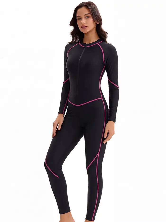 Nouveau Maillot de Bain Sportif 2026 à Manches Longues et Pantalon Long avec Fermeture Éclair pour Femme