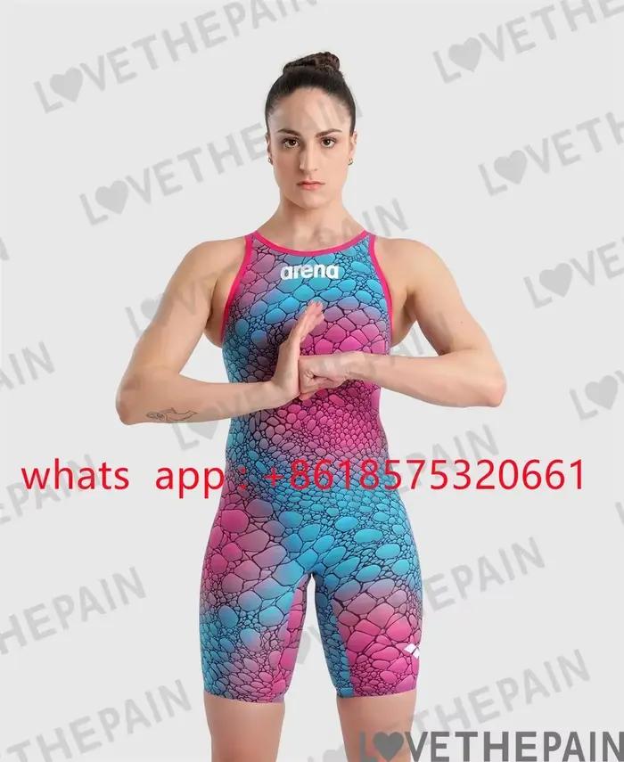 Maillot de bain de compétition une pièce dos ouvert pour femmes entraînement course nageurs costume technologique f1