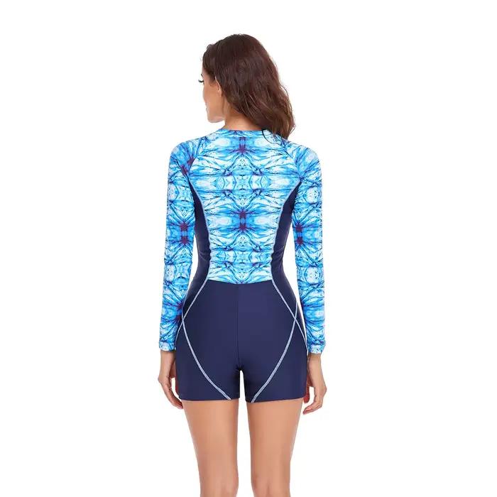 Maillot de bain une pièce imprimé à manches longues pour femmes