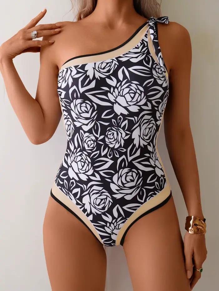 Maillot de bain léopard 2026 pour femme une pièce asymétrique polyamide élasthanne plage piscine泳形