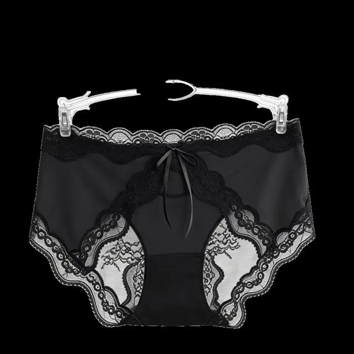 Culottes mi-hautes en dentelle et satin, transparentes, invisibles, avec patchwork en maille et nœuds, pour filles