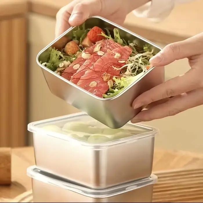 Ensemble de 6 récipients alimentaires en acier inoxydable - Étanches et empilables pour la préparation des repas/le camping/les pique-niques, compatibles lave-vaisselle