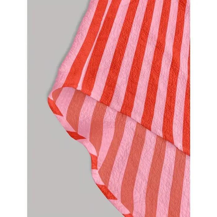Grande taille 1XL-5XL femmes été nouveau col rabattu chemise à rayures verticales à manches longues dame blouse décontractée haut