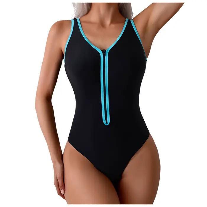 Maillot de bain une pièce avec fermeture éclair pour femme