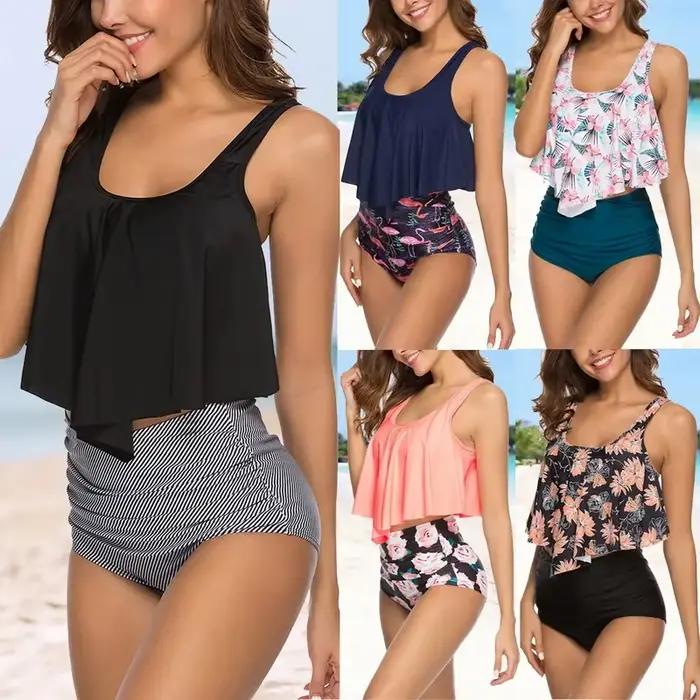 2023 femmes froncé taille haute Bikini grande