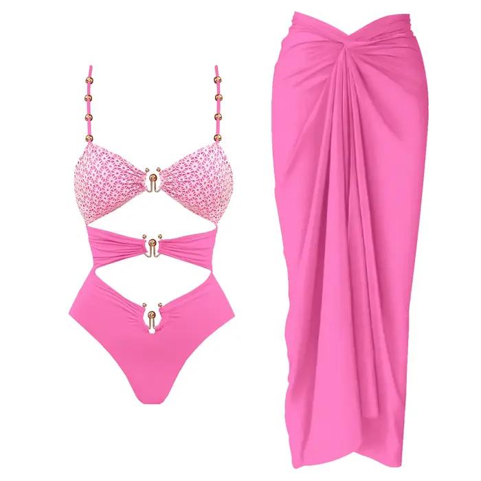 2 pièces maillot de bain creux avec couverture Sexy femmes maillots