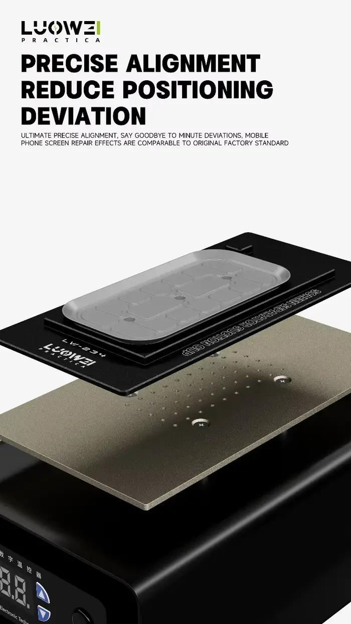 Dispositif d'aspiration à double trou pour séparation d'écran, laminage stable pour la réparation et la lamination d'écrans de téléphone plats et incurvés