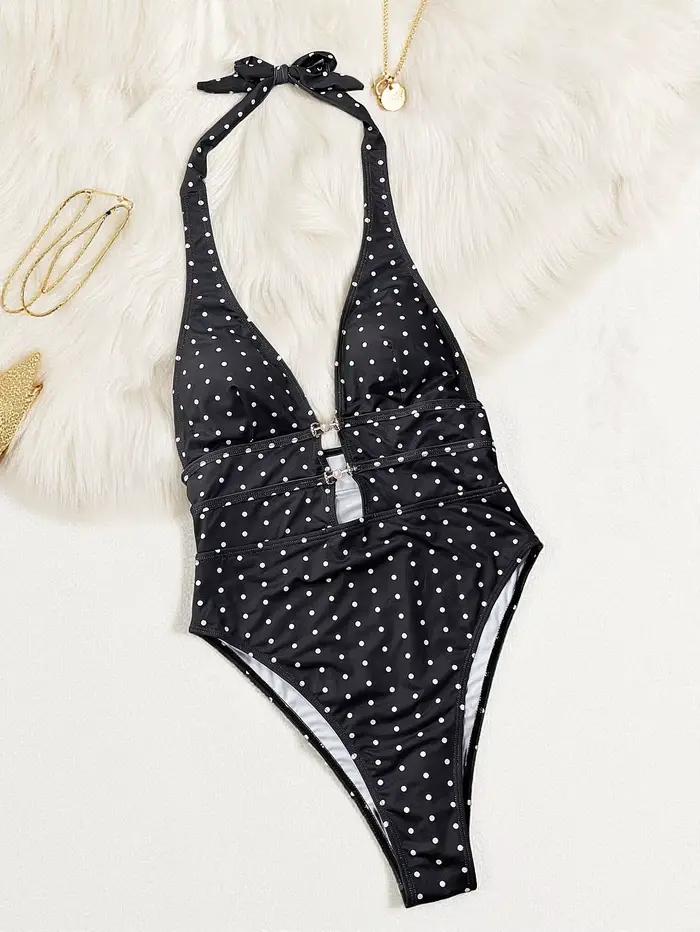 Maillot de bain une pièce sexy à pois pour femme