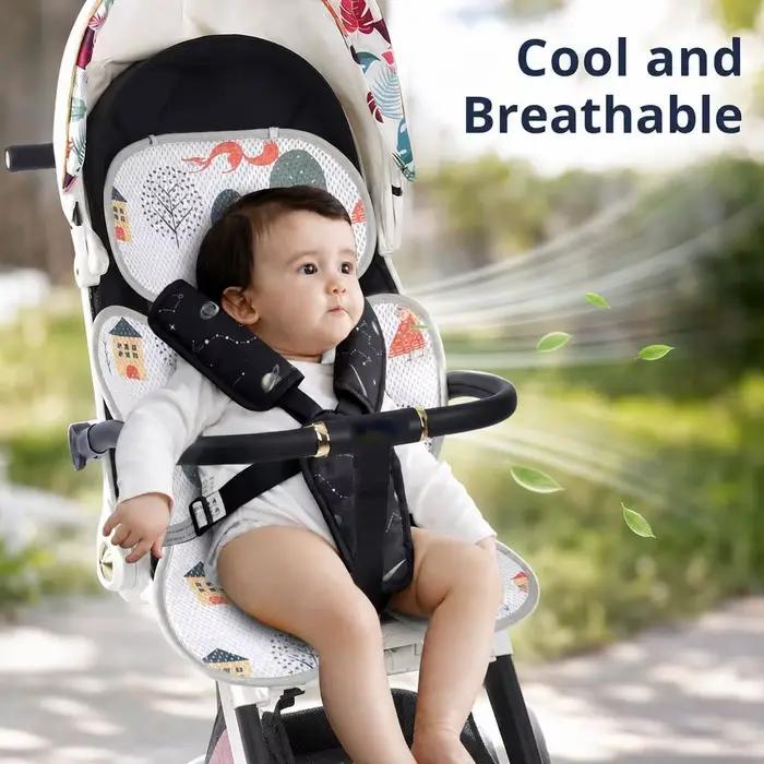 Coussin de siège de poussette pour bébé, nouveau coussin frais et respirant, coussin de siège de chariot double face pour nourrissons, accessoires universels pour poussette de bébé