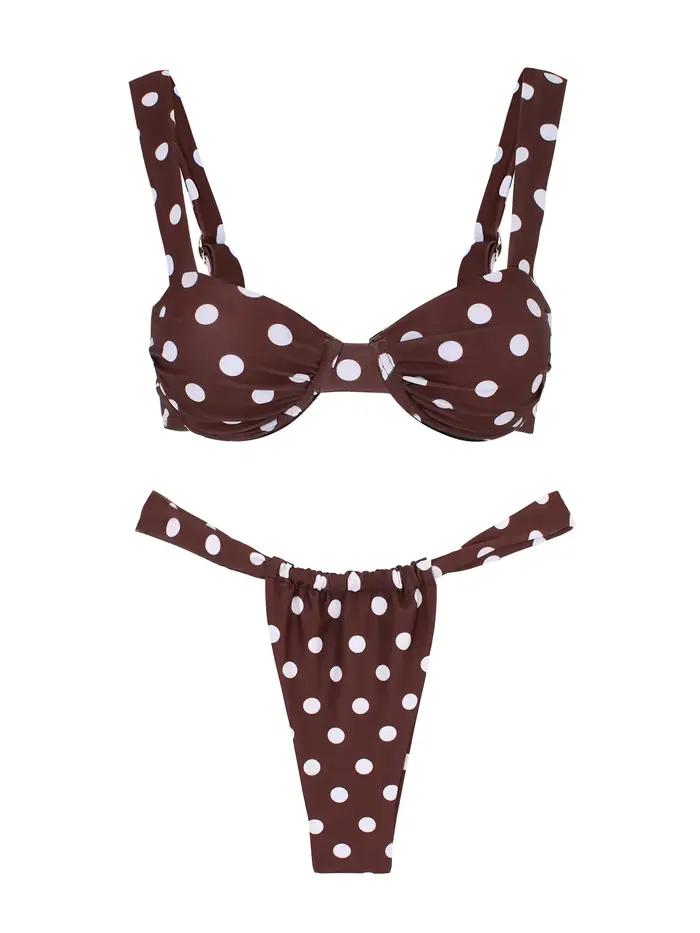 Bikini rétro marron à pois sexy