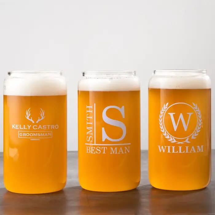 Standard de bière personnalisé pour la fête de mariage, verres de bar pour lui, cadeaux de GroomTIME, cadeau de meilleur homme, cadeaux d'enterrement de vie de garçon