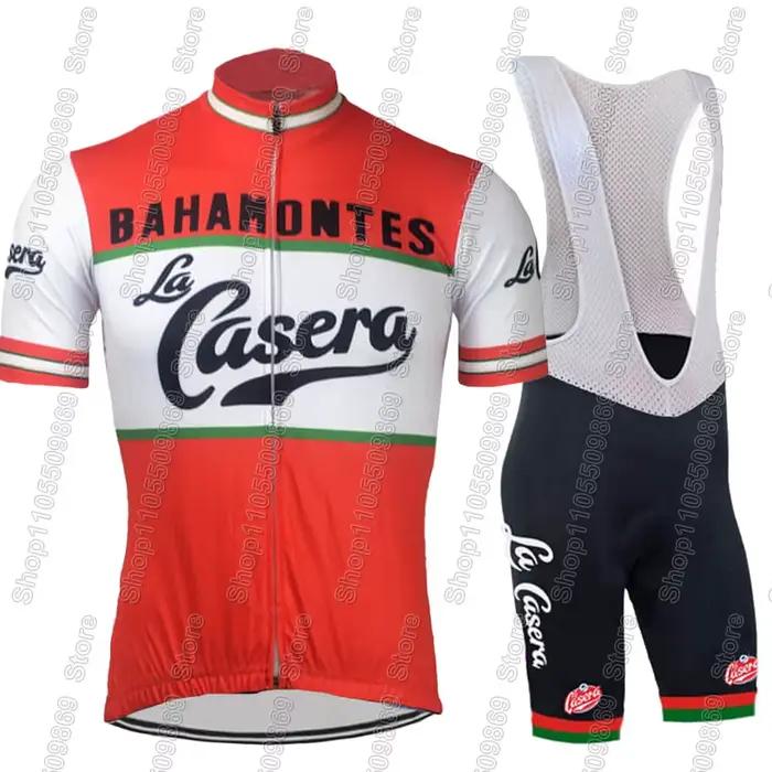 Ensemble de maillot de cyclisme rétro La Casera 2026, vêtements de cyclisme vintage, rouge et blanc, maillot de vélo de route pour homme, combinaison de vélo, short de vélo