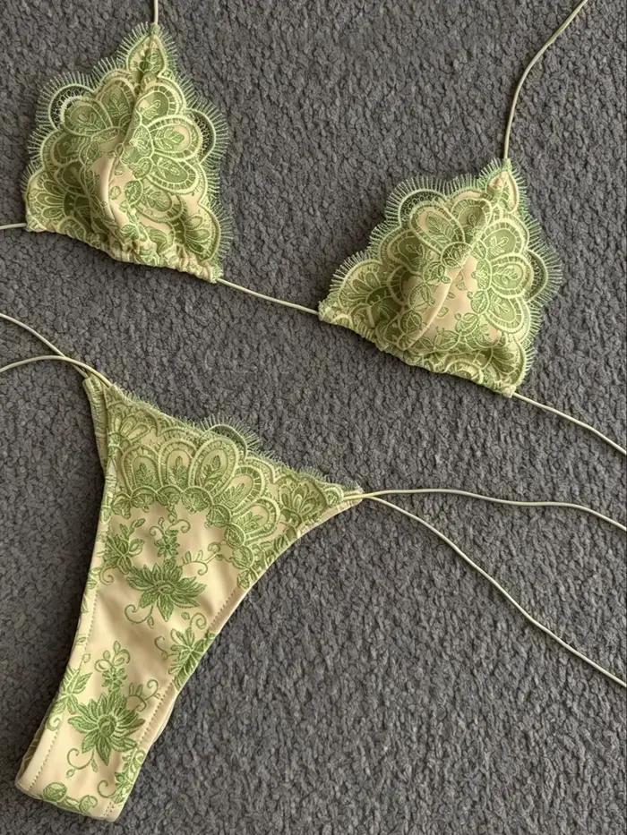 Maillot de bain bikini en dentelle deux pièces pour femme