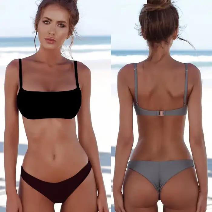 Lefeel 2019 Sexy Bikini ensemble femmes maillot de bain solide