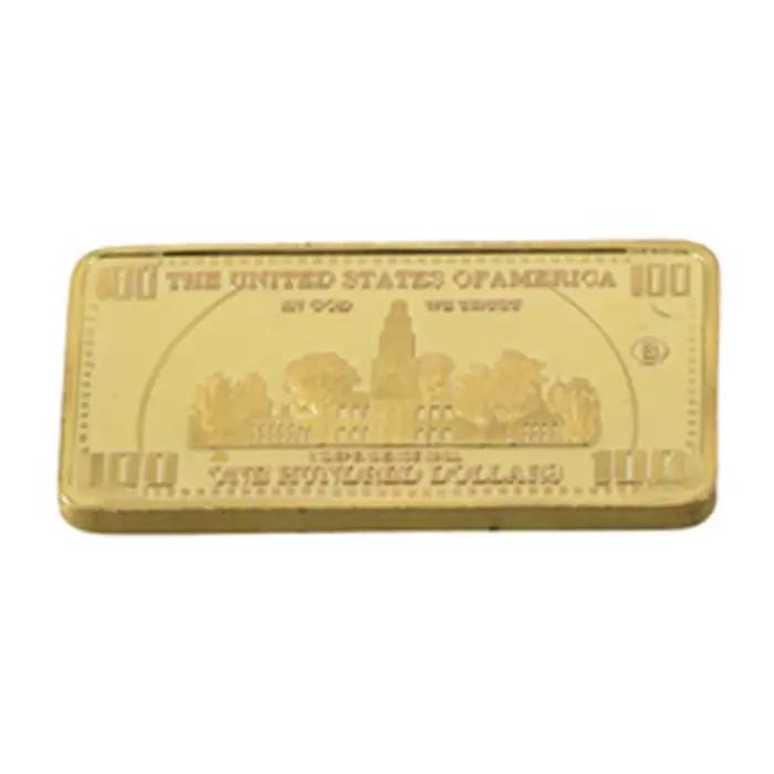 1 pièces USA 100 Dollar lingot 24k barre d'or pièce en métal américain barres d'or USD avec Gif