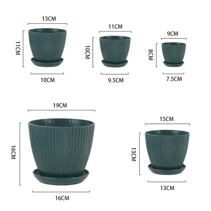 Pot de fleurs en résine avec plateau, pot de fleurs moderne pour l'intérieur et l'extérieur, pour le salon, le bureau, la décoration de bureau, durable et élégant