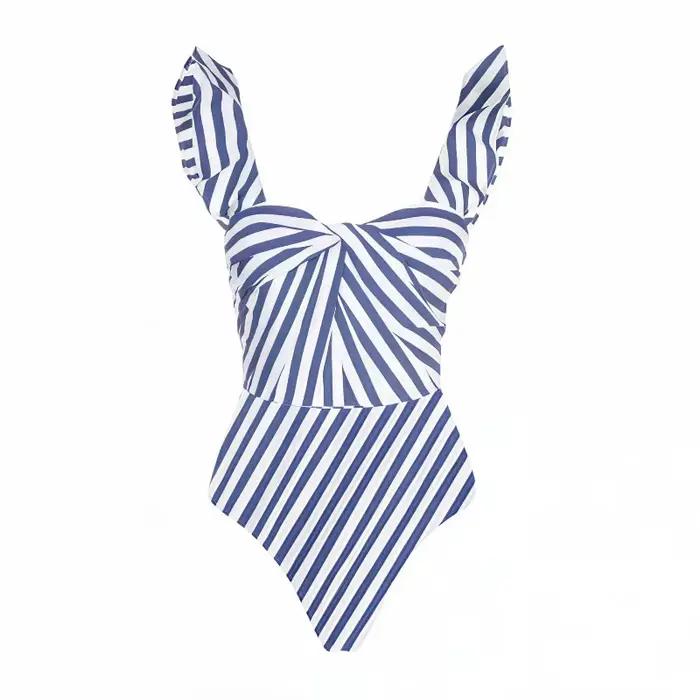 2 pièces bleu à volants maillot de bain femmes Sexy maillots