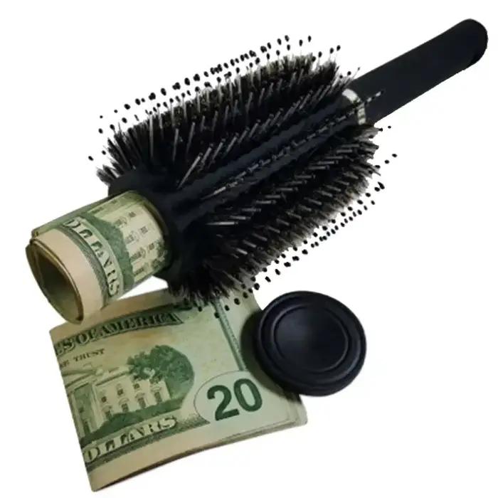 Brosse à cheveux, peigne de dérivation, fonctions de compartiment caché en toute sécurité comme une brosse authentique, parfaite pour les voyages ou à la maison