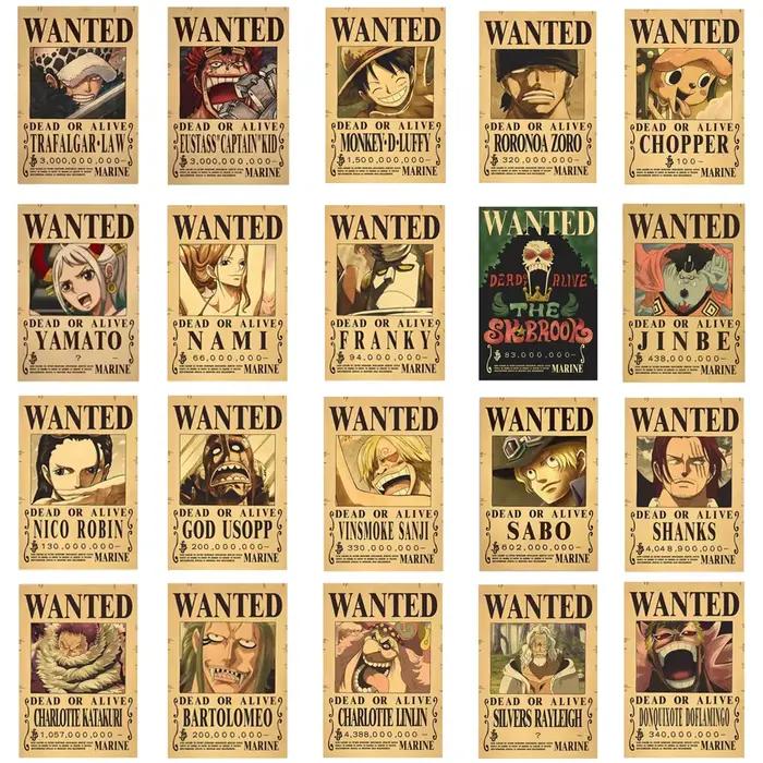 Une pièce figurine d'action Bounty affiche 20 pièces moins cher artisanat impression mur Vintage film Playbill Luffy une pièce papiers peints affiche