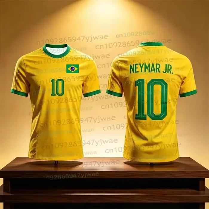 Maillot de football imprimé en 3D Neymar & VINI JR pour hommes et femmes, mode été, sport, séchage rapide, respirant, manches courtes, t-shirts de football