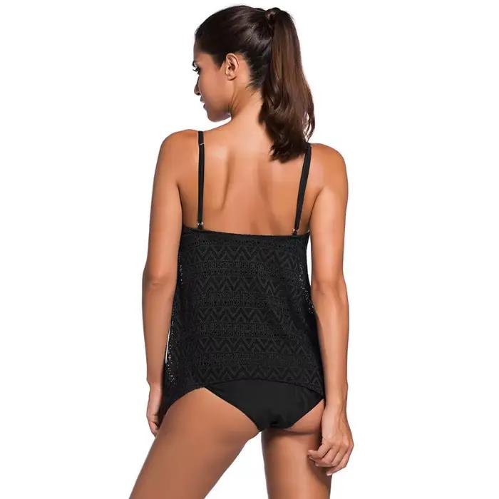 Grande taille maillots de bain femmes noir Tankini ventre contrôle