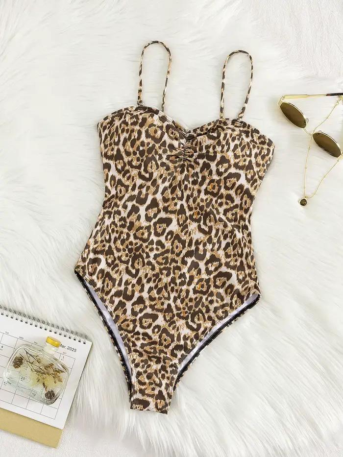 Maillot de bain sexy imprimé léopard sans bretelles style 2026
