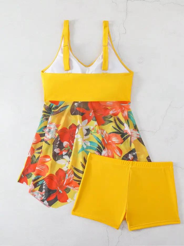 Maillot de bain imprimé numérique tankini conservateur