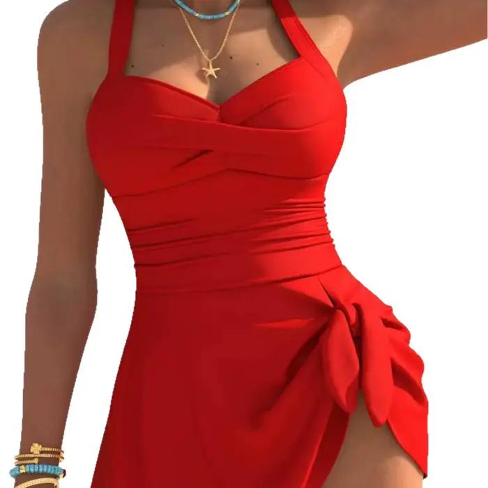 Nouveau Maillot de Bain Une Pièce Rouge 2026 pour Femme