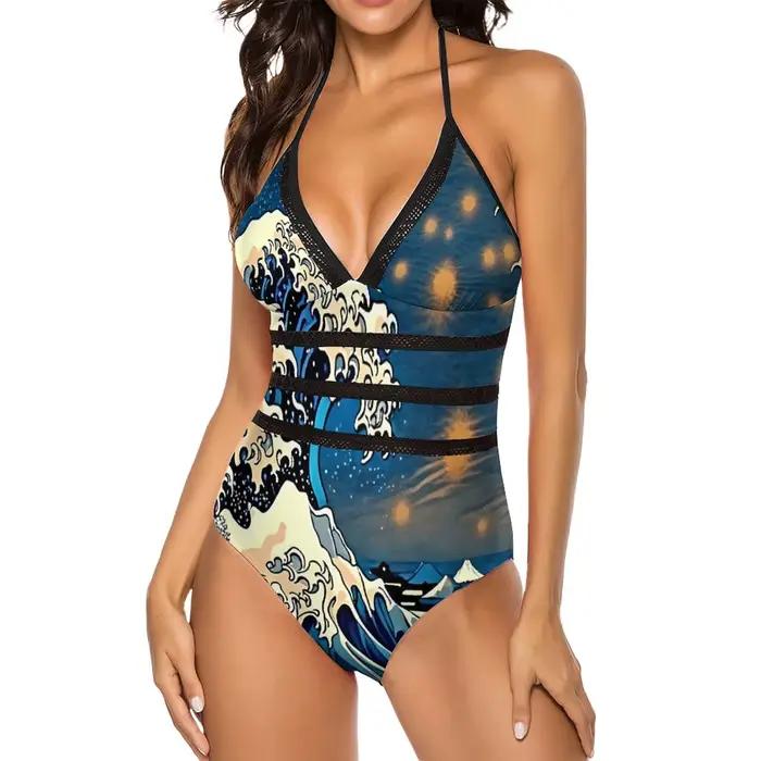 La grande vague maillot de bain vagues imprimer beau