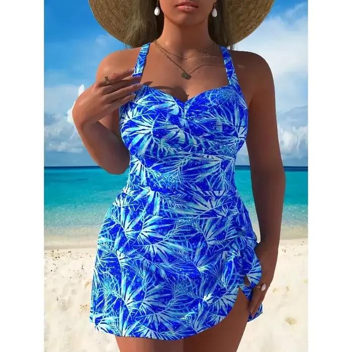 Nouveau Maillot de Bain Grande Taille Femme 2026 Imprimé Une Pièce Jupe