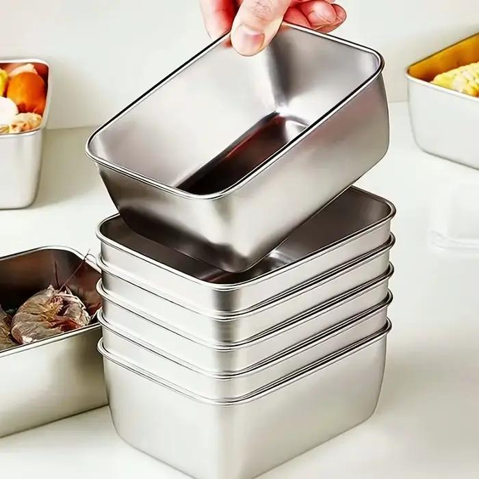 Ensemble de 6 récipients alimentaires en acier inoxydable - Étanches et empilables pour la préparation des repas/le camping/les pique-niques, compatibles lave-vaisselle
