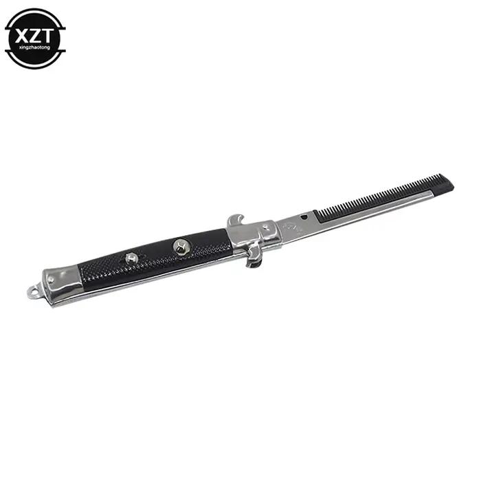 Peigne à ressort pliant en acier inoxydable, outils de coiffure, peigne de poche pliant, peigne à ressort pour hommes et femmes, accessoire de peigne à barbe