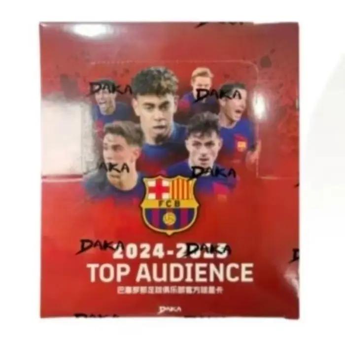 Maillots d'équipe authentiques DAKA Top Audience 2024-2025 Barcelone & Real Madrid avec cartes autographiées et logos des joueurs.