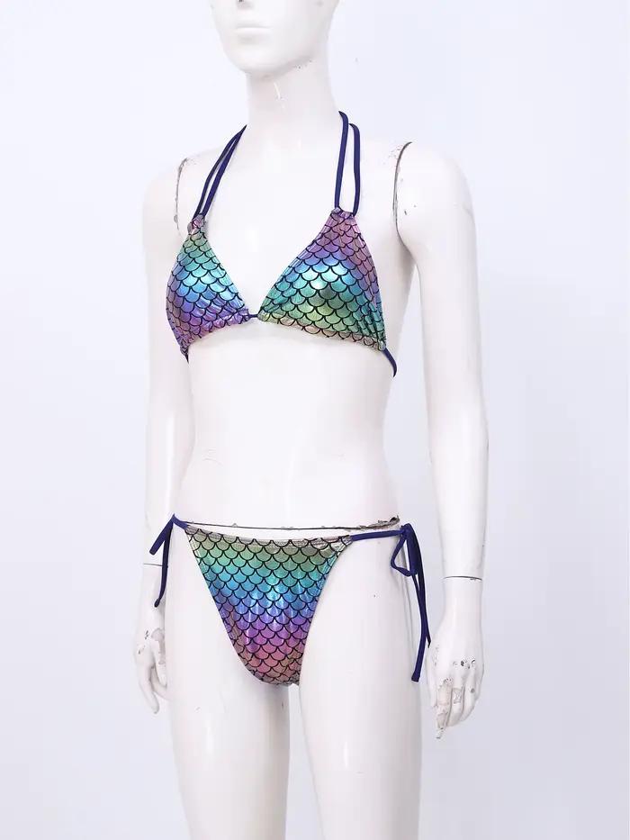 Maillot de bain sirène iridescent brillant pour femmes