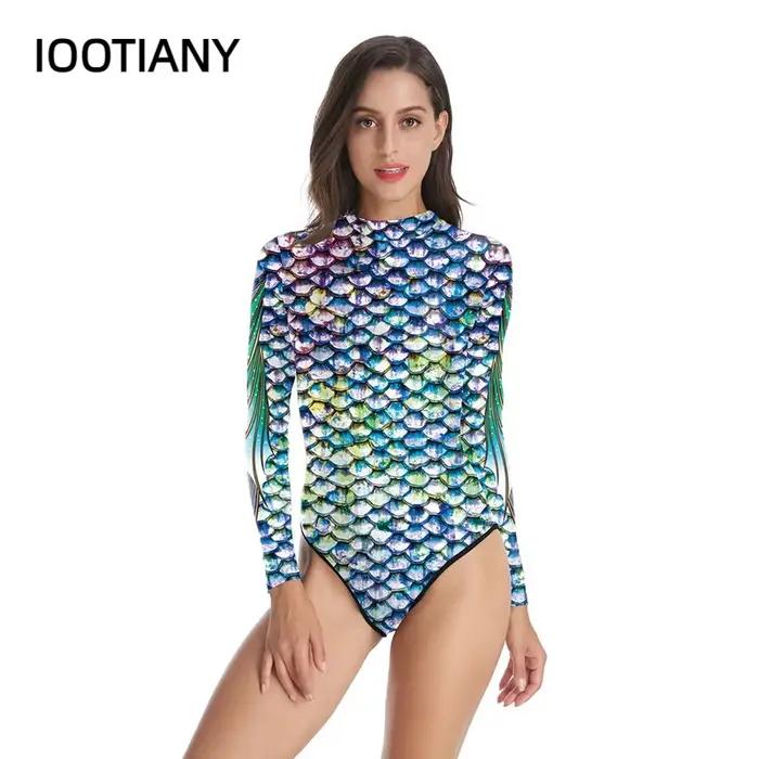 Iwing TIANY-Maillot de bain une pièce à manches longues pour femme adulte