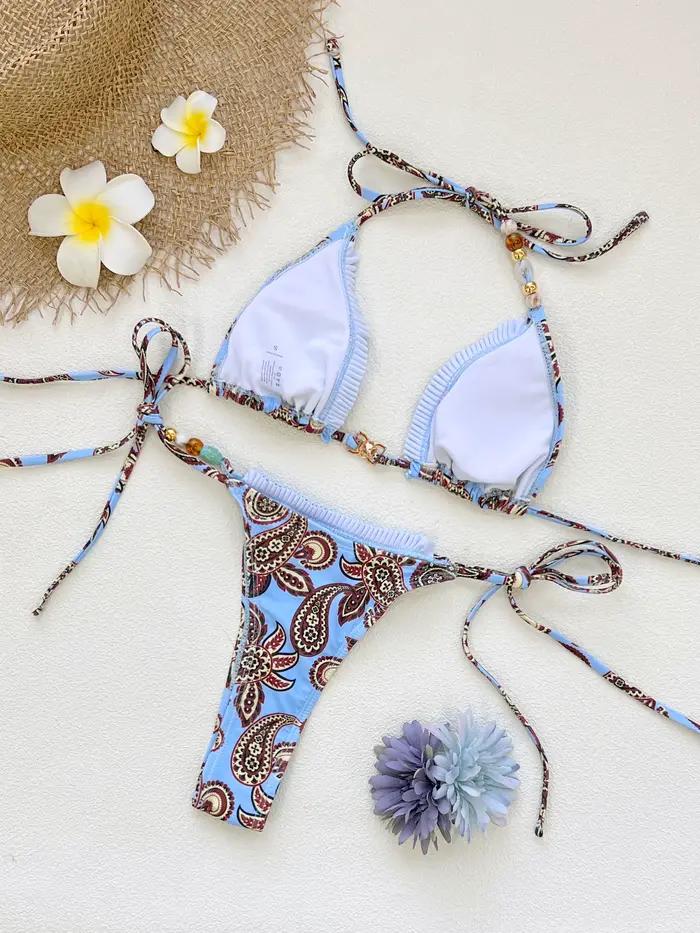 Ensemble de bikini bohème chic tendance 2026 avec motif cachemire unique