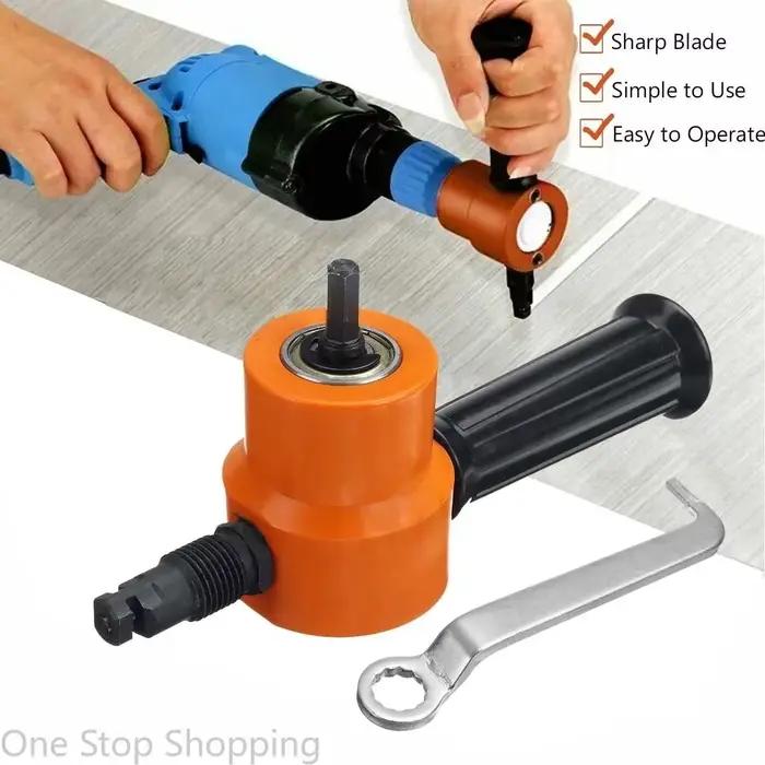 Grignoteuse de coupe de métal à Double tête, grignoteuse de tôle, outil de coupe de scie, fixation de perceuse, outil de coupe gratuit, coupe du métal