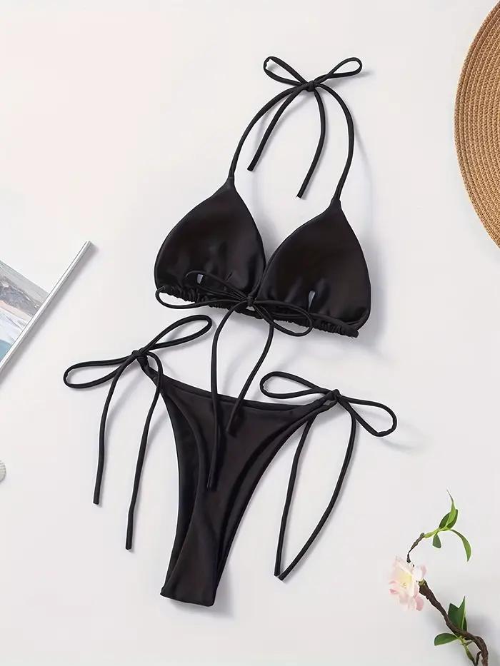 Nouveau bikini string uni de style européen et américain