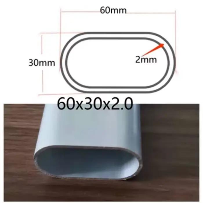 Tuyau ovale en aluminium de toutes tailles, cadre de tube elliptique plat creux en alliage d'aluminium, matériel de bricolage