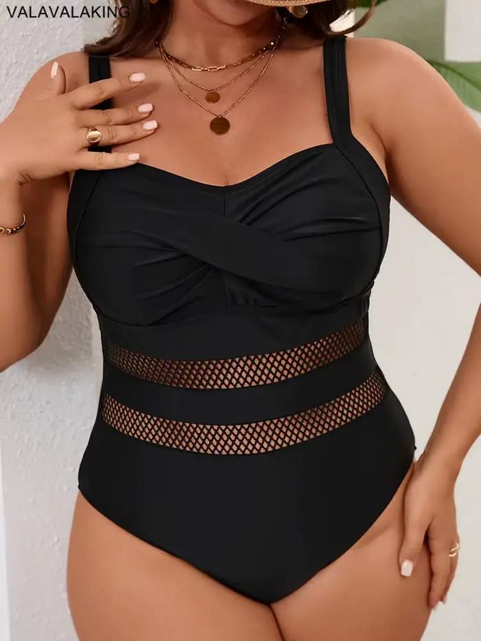 2026 noir croix Push UP grande taille maillots de bain femmes Patchwork grand une pièce maillot