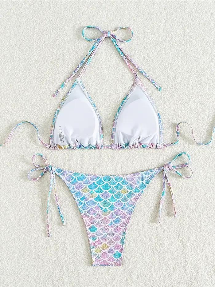 XS - L imprimé licou jambe haute coupe Bikini femmes maillots de bain femme maillot