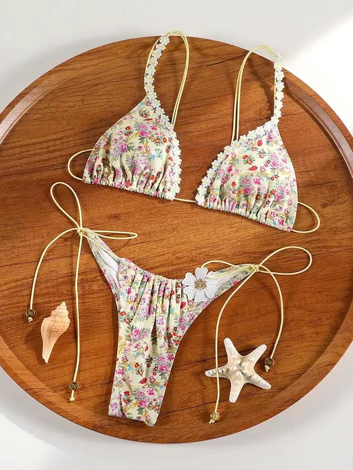 ZRTAK Triangle Bikini ensemble Sexy maillots de bain femmes 2026 Bikinis imprimé fleuri maillot
