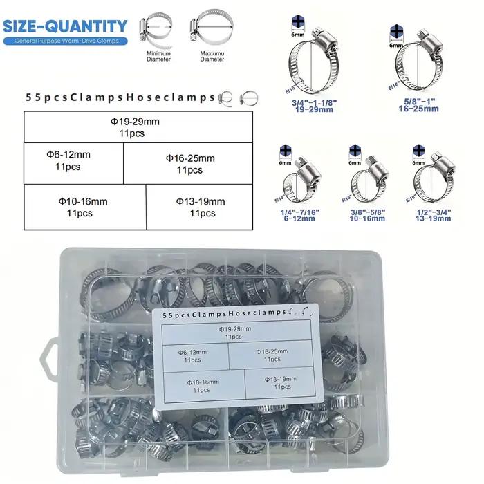 Colliers de serrage à vis sans fin pour tuyaux, 40/120 pièces, 5 tailles de colliers de serrage pour tuyaux d'eau, tuyaux de gaz, tuyaux en silicone